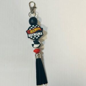 Black and White Keychain with Tassel